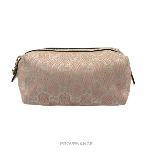 🔴 Gucci Cosmetic Pouch - Powder Pink GG Canvas Heart - Picture 1 of 11